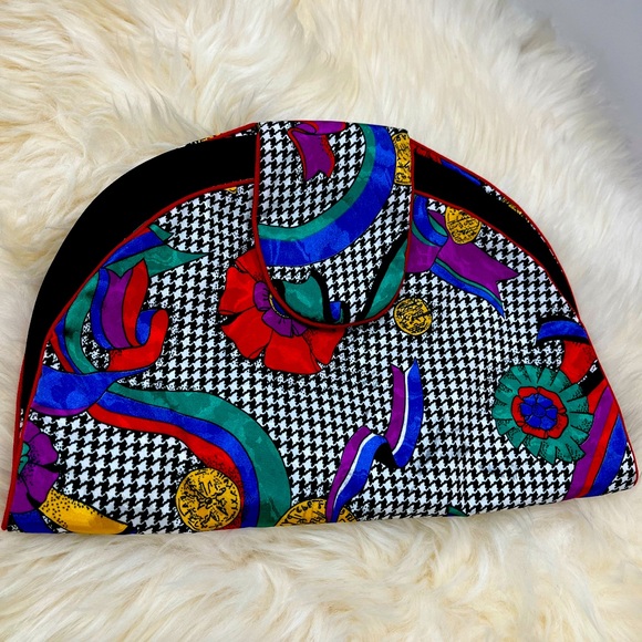 Dior Handbags - Christian Dior Vintage Lingerie /Hosiery Bag Rare!Houndstooth Ribbon Logo Print